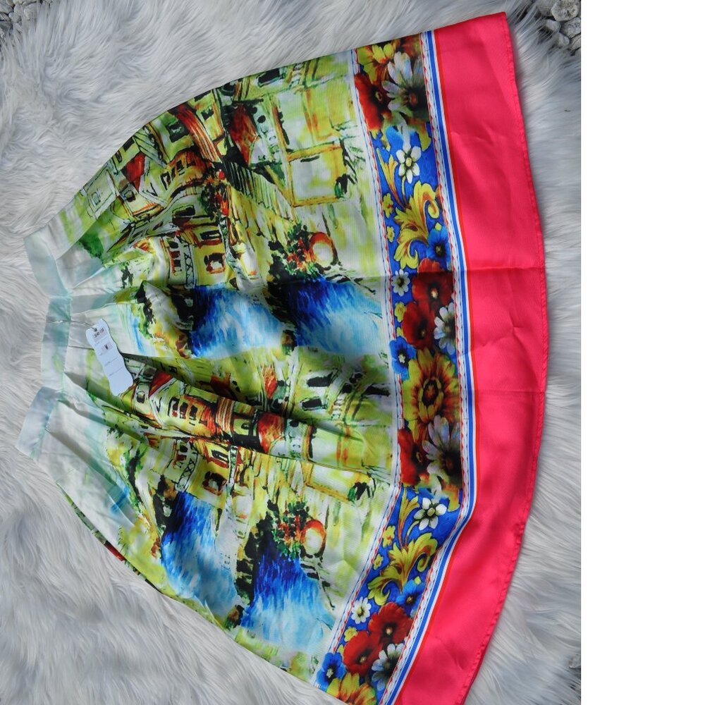 Amazon Colorful Scenic Midi Skirt